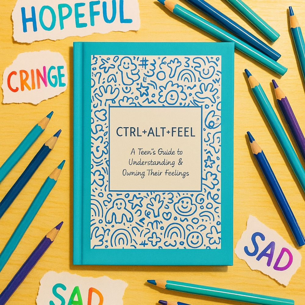 CTRL + ALT + FEEL journal for teens – a guide to understanding and owning emotions, shown on a calm, cozy setup