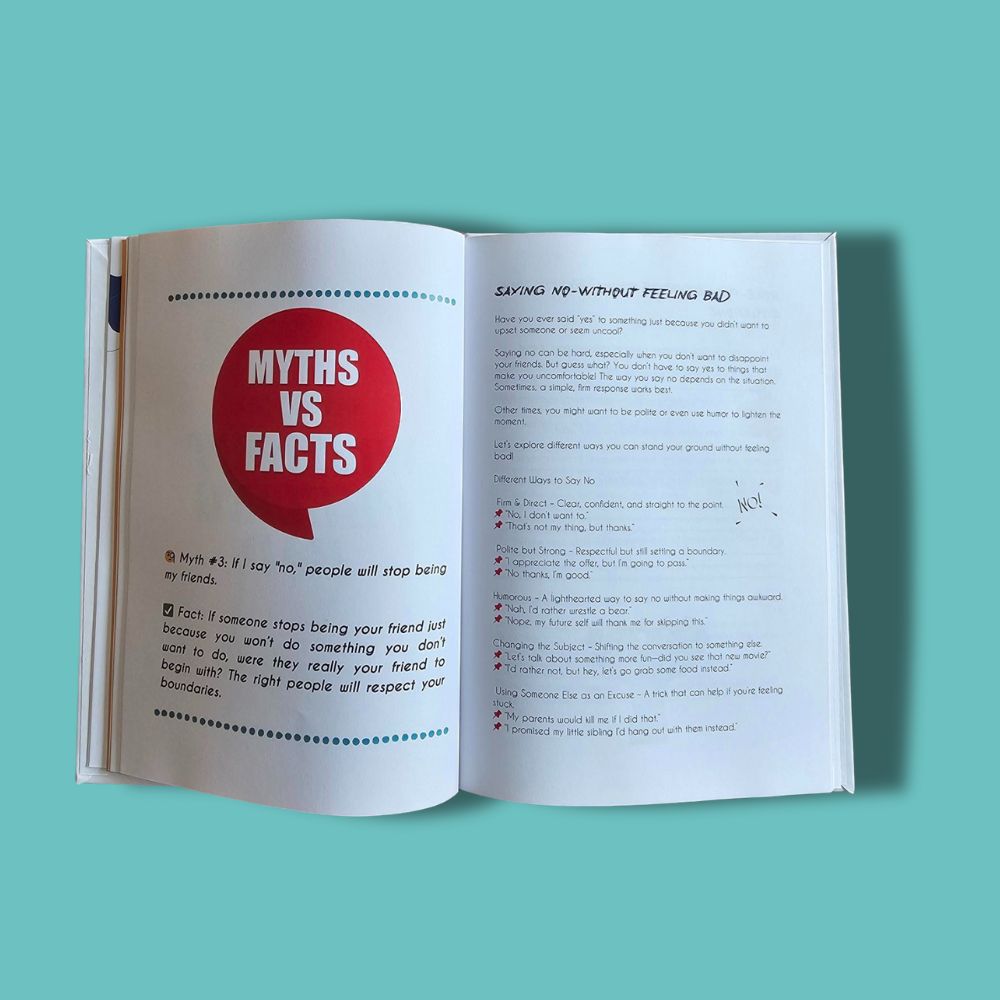 The Power of No journal – a bold, empowering boundaries and peer pressure journal for tweens and teens, designed by a psychologist.